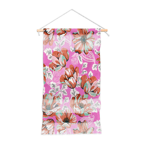 Marta Barragan Camarasa Pink flowers and paisleys 23 Wall Hanging Portrait