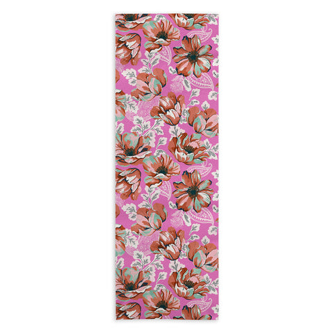 Marta Barragan Camarasa Pink flowers and paisleys 23 Yoga Towel