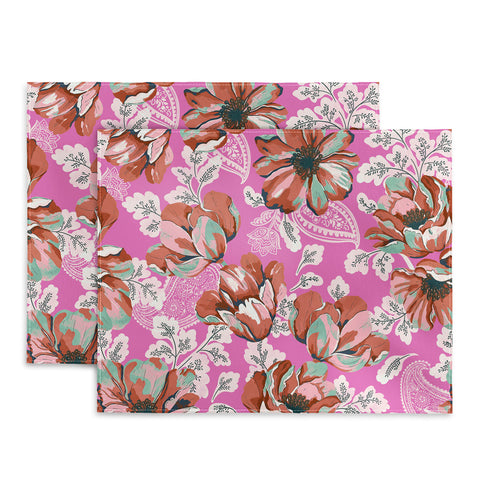 Marta Barragan Camarasa Pink flowers and paisleys 23 Placemat