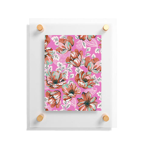Marta Barragan Camarasa Pink flowers and paisleys B Floating Acrylic Print