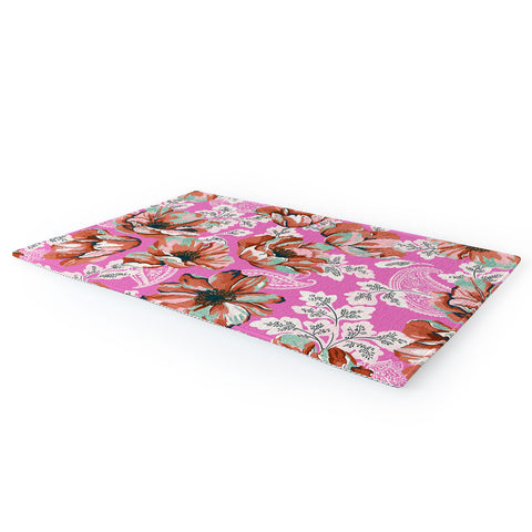 Marta Barragan Camarasa Pink flowers and paisleys B Area Rug