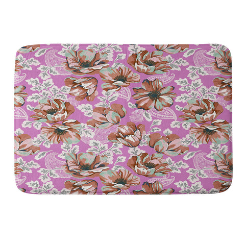 Marta Barragan Camarasa Pink flowers and paisleys B Memory Foam Bath Mat