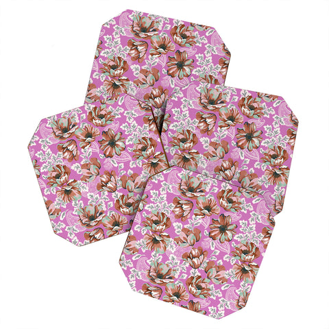 Marta Barragan Camarasa Pink flowers and paisleys B Coaster Set