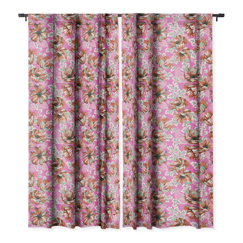 Marta Barragan Camarasa Pink flowers and paisleys B Blackout Window Curtain