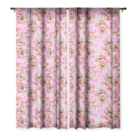 Marta Barragan Camarasa Pink flowers and paisleys B Sheer Window Curtain