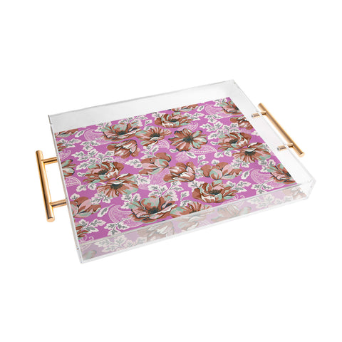 Marta Barragan Camarasa Pink flowers and paisleys B Acrylic Tray