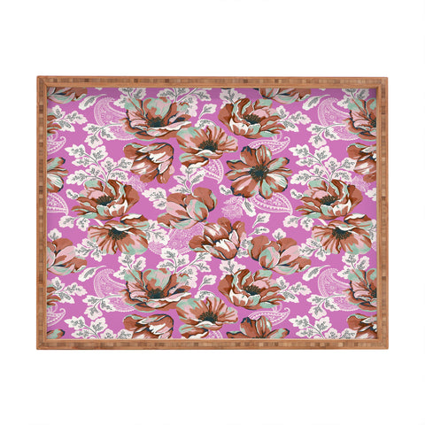 Marta Barragan Camarasa Pink flowers and paisleys B Rectangular Tray