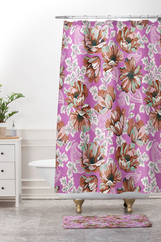 Marta Barragan Camarasa Pink flowers and paisleys B Shower Curtain And Mat