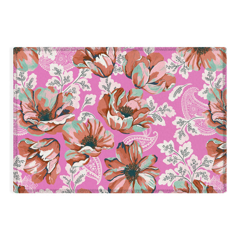 Marta Barragan Camarasa Pink flowers and paisleys B Outdoor Rug