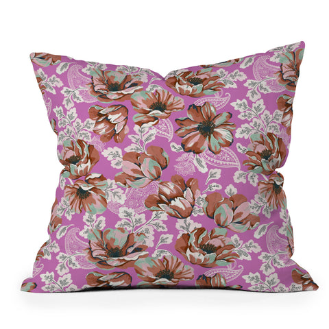 Marta Barragan Camarasa Pink flowers and paisleys B Throw Pillow