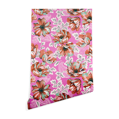Marta Barragan Camarasa Pink flowers and paisleys B Wallpaper