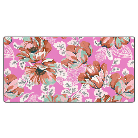 Marta Barragan Camarasa Pink flowers and paisleys B Desk Mat