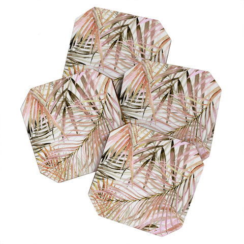 Marta Barragan Camarasa Pink leaf Coaster Set