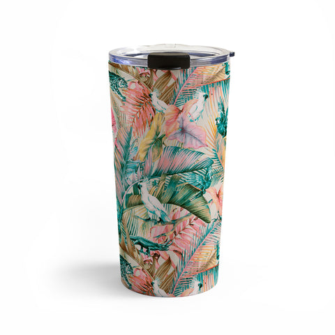 Marta Barragan Camarasa Pink sunset in the jungle Travel Mug