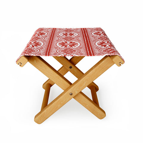 Marta Barragan Camarasa Red ethnic motif 23 Folding Stool