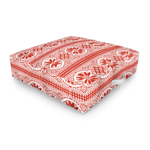 Marta Barragan Camarasa Red ethnic motif 23 Outdoor Floor Cushion