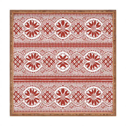 Marta Barragan Camarasa Red ethnic motif 23 Square Tray