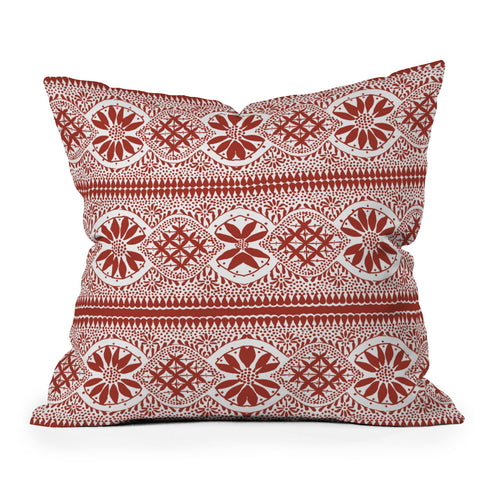 Marta Barragan Camarasa Red ethnic motif 23 Throw Pillow