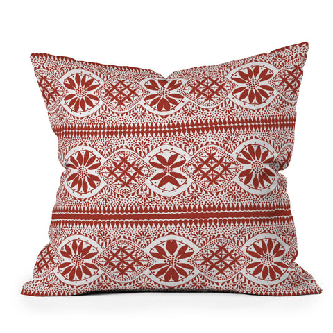 Marta Barragan Camarasa Red ethnic motif 23 Outdoor Throw Pillow