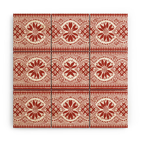 Marta Barragan Camarasa Red ethnic motif 23 Wood Wall Mural