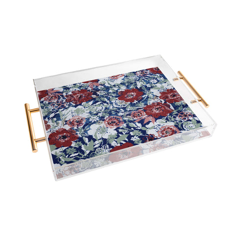 Marta Barragan Camarasa Red flower stained glass Acrylic Tray