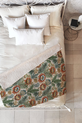 Marta Barragan Camarasa Retro Jungle Garden Fleece Throw Blanket