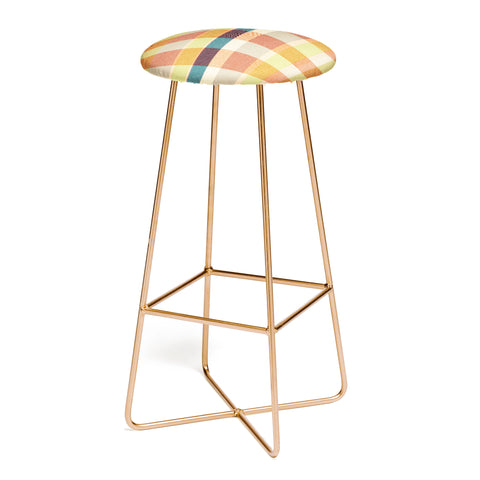 Marta Barragan Camarasa Retro Picnic Plaid Warm Tones Bar Stool