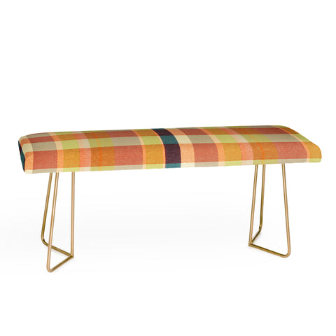 Marta Barragan Camarasa Retro Picnic Plaid Warm Tones Bench