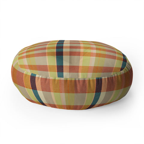 Marta Barragan Camarasa Retro Picnic Plaid Warm Tones Floor Pillow Round