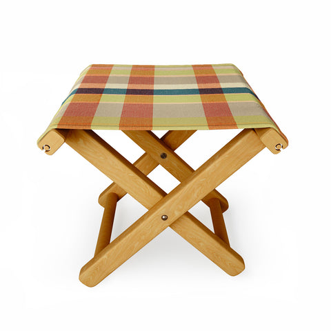 Marta Barragan Camarasa Retro Picnic Plaid Warm Tones Folding Stool