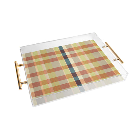 Marta Barragan Camarasa Retro Picnic Plaid Warm Tones Acrylic Tray