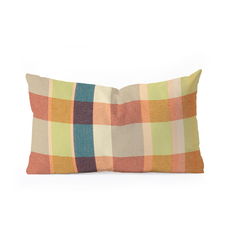 Marta Barragan Camarasa Retro Picnic Plaid Warm Tones Oblong Throw Pillow