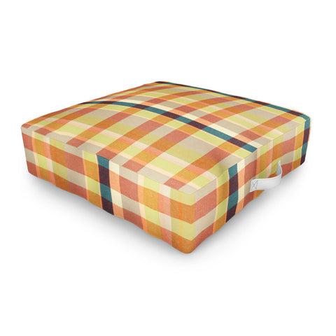 Marta Barragan Camarasa Retro Picnic Plaid Warm Tones Outdoor Floor Cushion