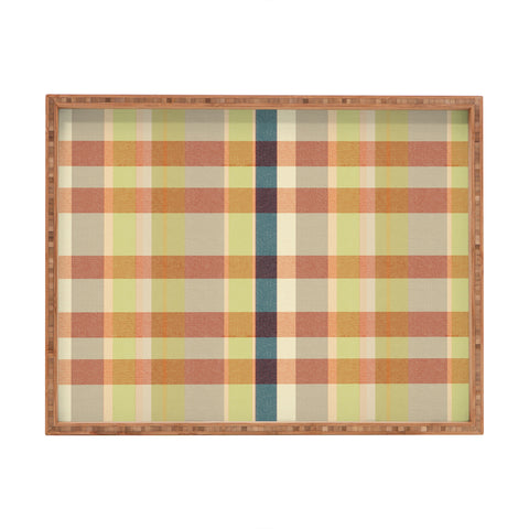 Marta Barragan Camarasa Retro Picnic Plaid Warm Tones Rectangular Tray