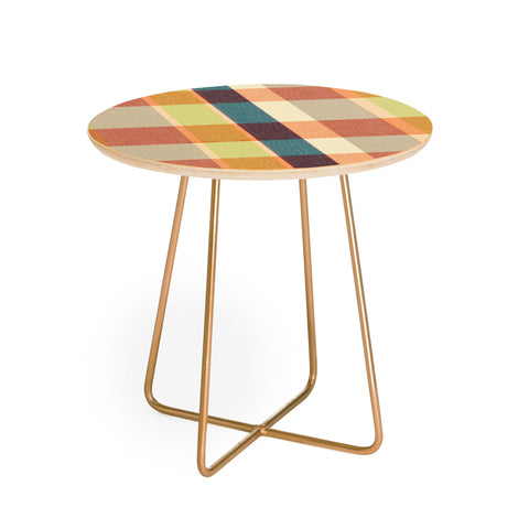 Marta Barragan Camarasa Retro Picnic Plaid Warm Tones Round Side Table