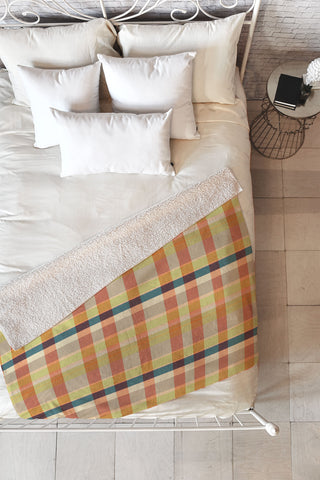 Marta Barragan Camarasa Retro Picnic Plaid Warm Tones Fleece Throw Blanket