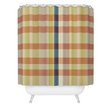 Marta Barragan Camarasa Retro Picnic Plaid Warm Tones Shower Curtain