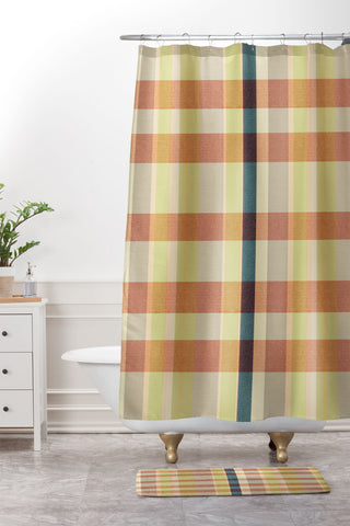 Marta Barragan Camarasa Retro Picnic Plaid Warm Tones Shower Curtain And Mat