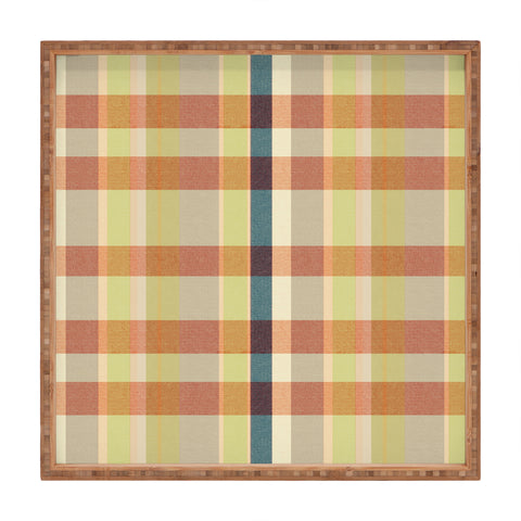 Marta Barragan Camarasa Retro Picnic Plaid Warm Tones Square Tray