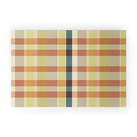 Marta Barragan Camarasa Retro Picnic Plaid Warm Tones Welcome Mat