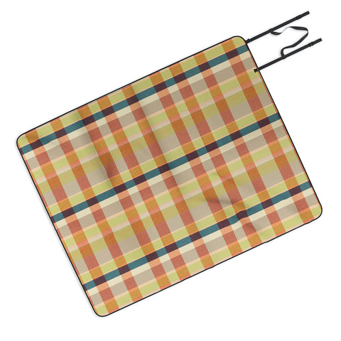 Marta Barragan Camarasa Retro Picnic Plaid Warm Tones Picnic Blanket