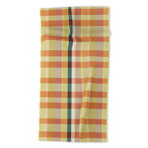Marta Barragan Camarasa Retro Picnic Plaid Warm Tones Beach Towel