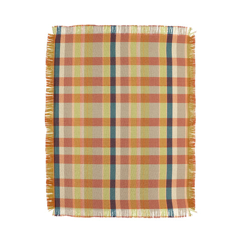 Marta Barragan Camarasa Retro Picnic Plaid Warm Tones Throw Blanket
