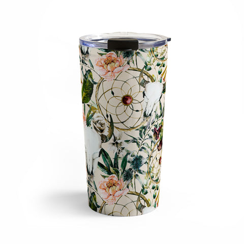 Marta Barragan Camarasa Romantic boho floral skull I Travel Mug