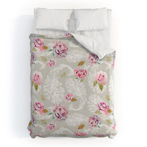 Marta Barragan Camarasa Romantic floral paisley pattern Duvet Cover