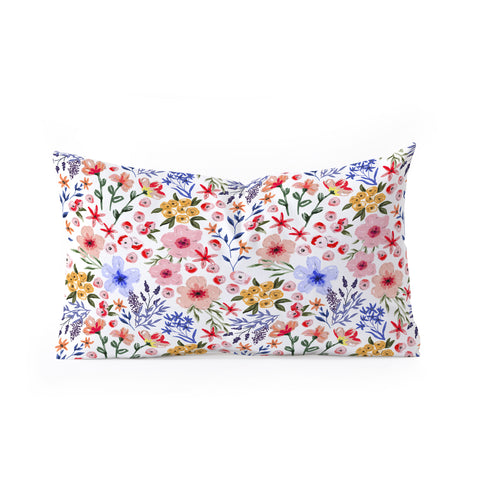 Marta Barragan Camarasa Simple colorful flowery meadow Oblong Throw Pillow