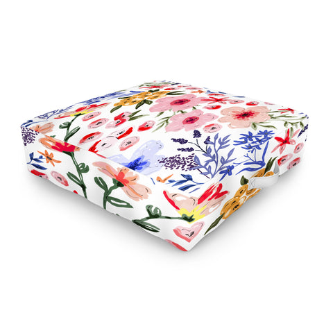 Marta Barragan Camarasa Simple colorful flowery meadow Outdoor Floor Cushion