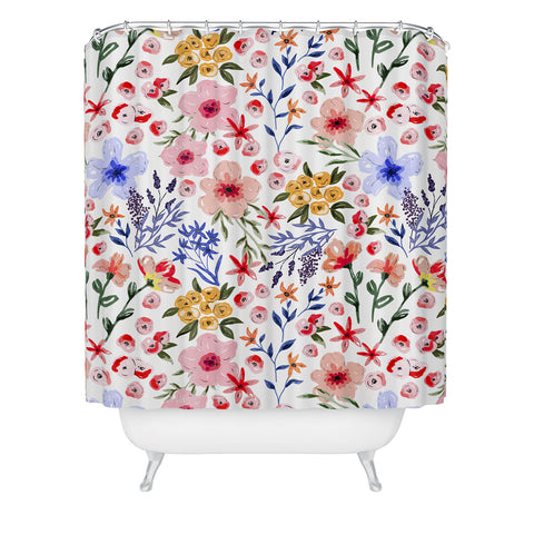 Marta Barragan Camarasa Simple colorful flowery meadow Shower Curtain