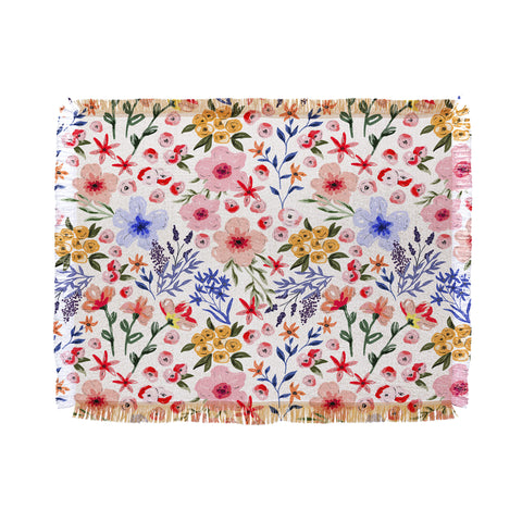 Marta Barragan Camarasa Simple colorful flowery meadow Throw Blanket