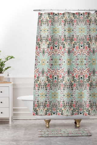 Marta Barragan Camarasa Sophisticated Floral Motif Shower Curtain And Mat